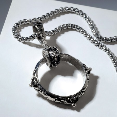 Pendant men's “ring with crosses” hoop, silver color, 70 cm-1