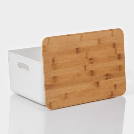 Storage container with lid and handles LadoM "Natural", 36 × 25 × 16.5 cm, white color-4