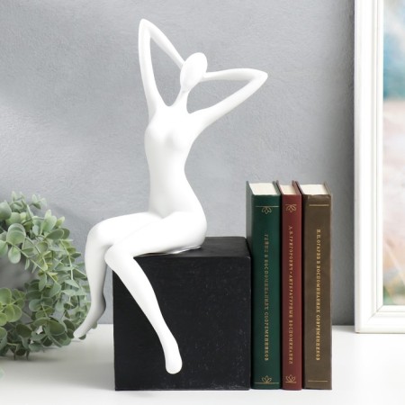 Bending holder "Bely" White on the black cube 18x18x40 cm-4