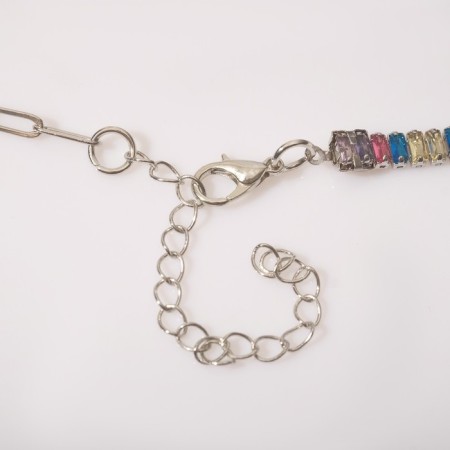The necklace "Jewel" rectangles with a chain, color in silver, 30 cm-2