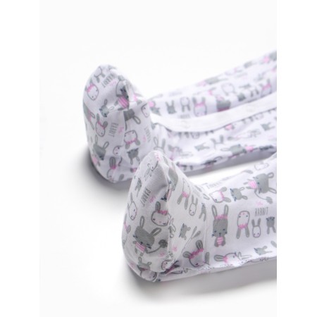Children's overalls with scratches "Bunny", white/pink color, height 62-3