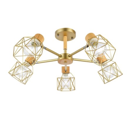 Ceiling EVOLUCE lamp. Sle110402-05. Stelitto. 5x40 watts, E27, 68x68x35 cm, golden color, light wood-5
