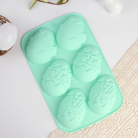 Silicone form on Easter "Hares and Chickens", Blue