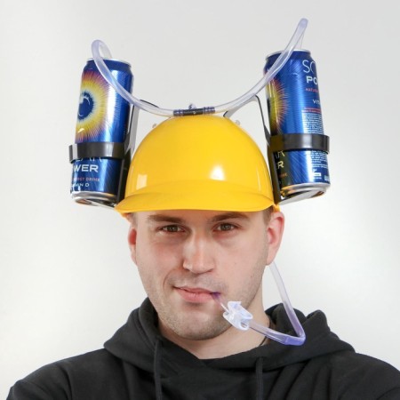 Carnival helmet with holes for jars, yellow color-1