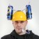 Carnival helmet with holes for jars, yellow color