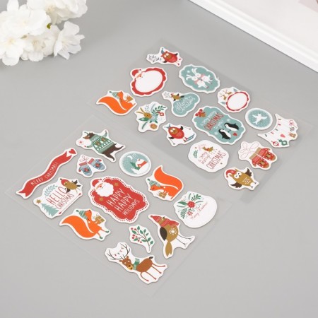 Stickers for creativity "New Year's friends" set 2 sheets 22x12.5 cm-2