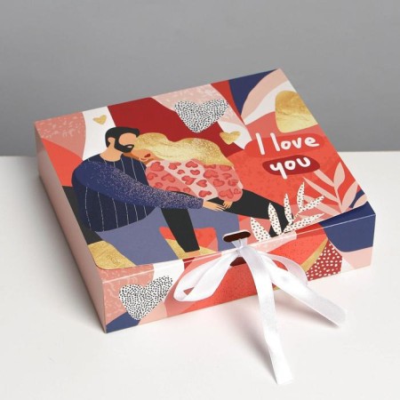 Gift folding box, packaging, "I love you", 20 x 18 x 5 cm-1