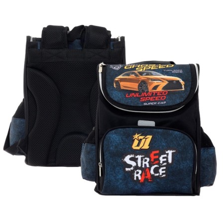 School Standard School, 34 x 27 x 20 cm, Attomex Lite Street Race, Black, Blue