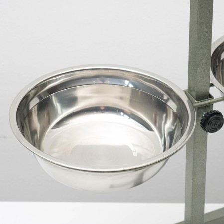 Stand with bowls, 2 x 1.5 l, height 50 cm, collapsible, green-1