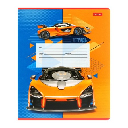 Notebook 12 sheets, in a large cage "Powerful and Fast", cover coated cardboard, rounded corners, OFSET block 65g/m2, 5 types, 5V, mix-6