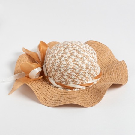 Women's hat, beige color, size 56-58-1