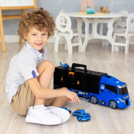 Auto -Vorot Case Givito "Police Plot", with cars, with a tunnel, blue color, 59 cm-9