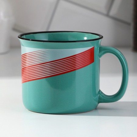 Ceramic mug “always the first”, 450 ml, green color-2