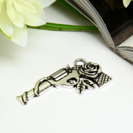 Decor for creativity Metal "Revolver with rose" silver 1.4x3 cm-1