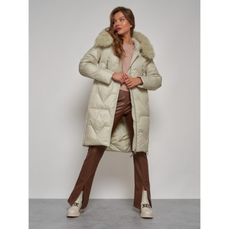 Coat insulated winter female, size 56, the color is light green-12