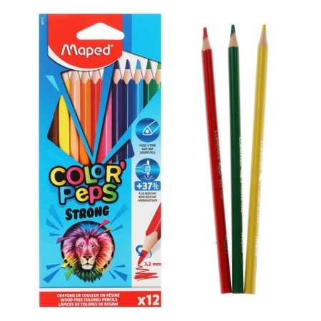 Pencils of 12 colors, Maped Color Peps Strong, plastic, increased strength, euro suspension