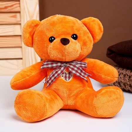 Soft toy "Bear", with a bow, 18 cm, beige color