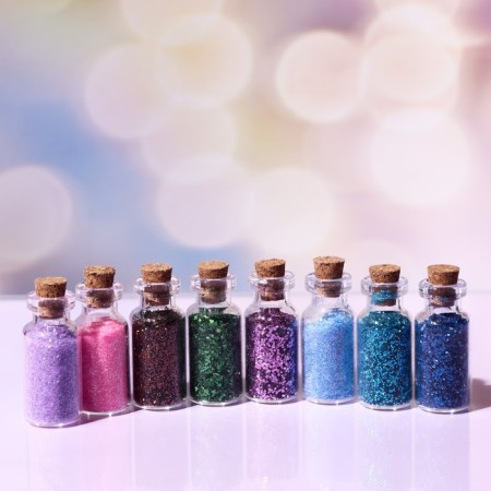 Cosmetic glitter in a jars with a cork, a set of 8 pcs. 7 g