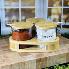 Lenardi spices set, with spoons, on a stand, 3 items