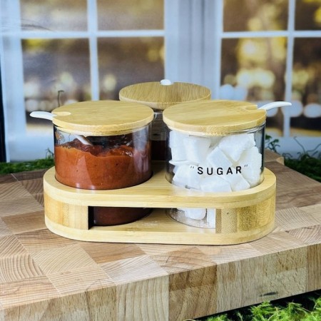 Lenardi spices set, with spoons, on a stand, 3 items