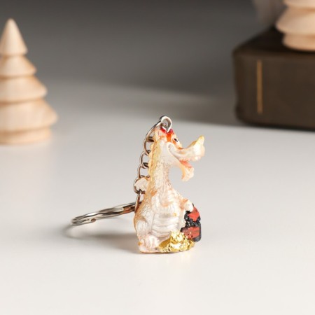 Polystone keychain "Dragon with treasures" mix 2.2x2x3.6 cm-2