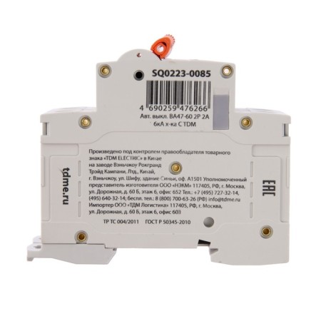 Switch automatic TDM VAL47-60, 2P, 2 A, 6 KA, C, SQ0223-0085-4