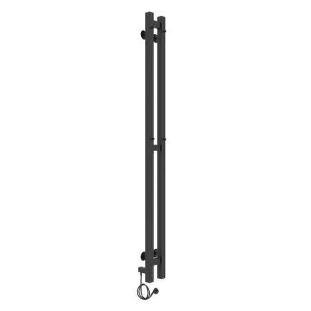 Electric heated towel rail Laris Prime Chekch, 80x1200 mm, 2 crossbars, left, black-10