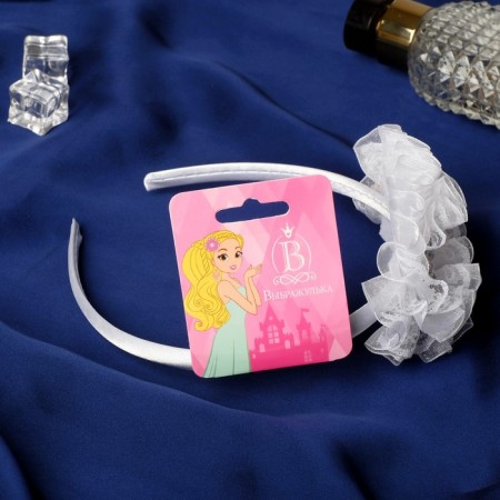 Hair cap "graduate" flowers lace, 0.8 cm, white-1