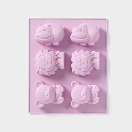 Baking uniform “Animals”, silicone, 24 × 20 cm, 6 cells (6.5 × 4.5 cm), color mix-1