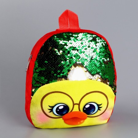 Baby backpack for a girl with sequins "Wipes with glasses", 23 × 28 cm-1