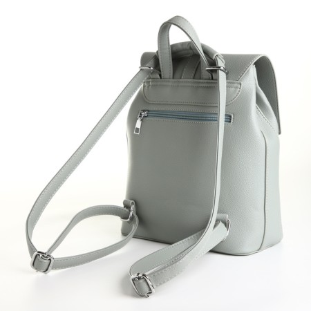 City backpack made of artificial leather with lightning, green color-1