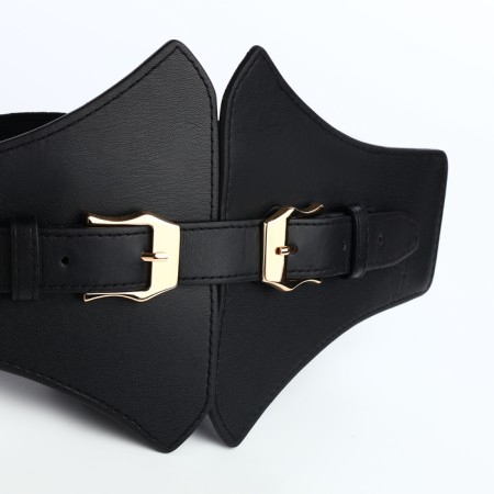 Women's belt, width 15 cm, black color-4