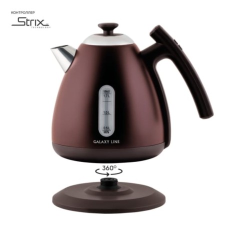 Electric kettle Galaxy Line GL 0343, stainless steel, 1.7 l, 2200 watts, brown-3