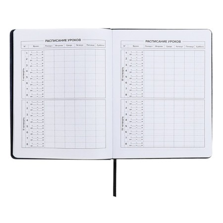 School diary for grades 1-11, solid cover, artificial leather, applique, pancake embossing, metal scenes, silk-screen water, lies, 48 ​​sheets, block 80g/m2, blue-6