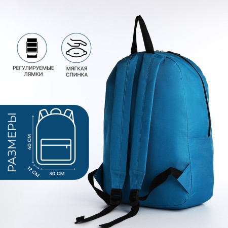 A backpack with a zipper, external pocket, dark blue color-1