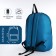 A backpack with a zipper, external pocket, dark blue color