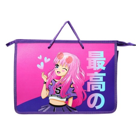 Folder with A4 handles, 340 x 245 x 75 mm, plastic, pens-snuffs, onyx "Anime Tyanka"