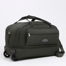 Road bag on wheels, a lightning department, with an increase, an outer pocket, khaki color