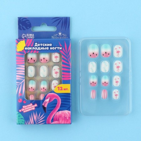 Children's overhead nails "Flamingo", 12 pcs-1