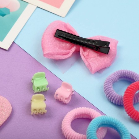 Hair set 11 pcs "Mashenka" bow muffle mesh (1 clamp, 4 rubbings, 6 crabs)-2