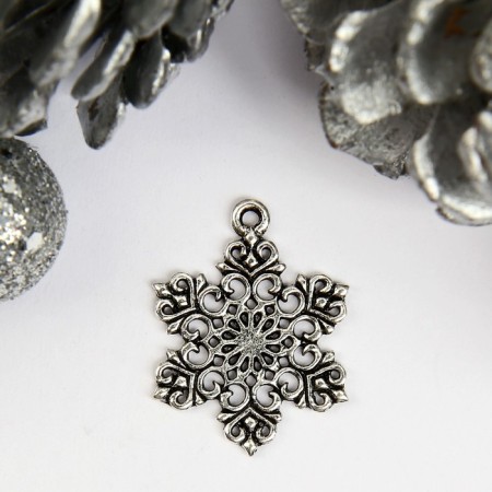 Decor for creativity Metal "Snowflake openwork" silver 2.2x1.7 cm
