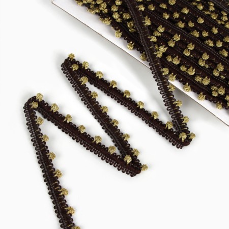 Brown braid with gold, width 1.4 cm, 50 m each-1