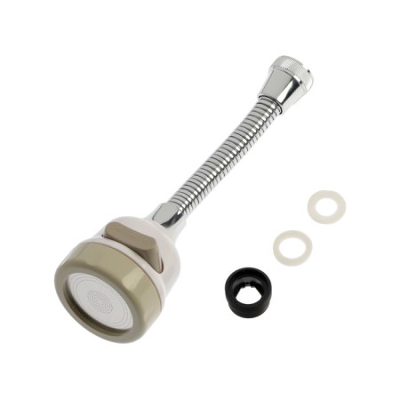 Zein aerator, with stream adjustment, on a flexible hose, 190mm, 3 modes, plastic, white-8