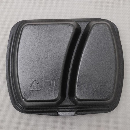 Single lunch box, 24.7 × 20.6 × 7 cm, 2 sectional, black color-3