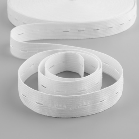 The elastic band is perforated, 20 mm, 25 m, white color