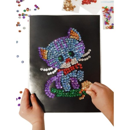 Painting from the sequins "Kotik"-1