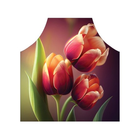 Apron kitchen with a photo print "Bouquet of tulips", adjustable, size OS-2