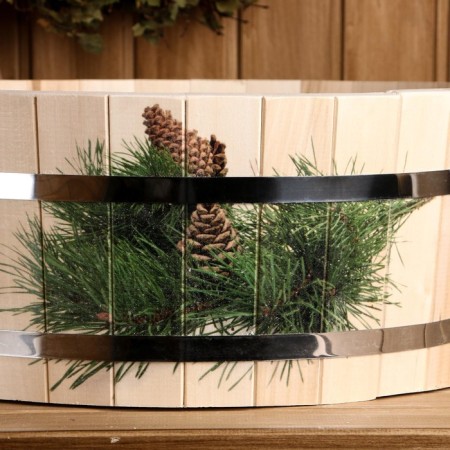 A gang made of linden, 12.5 l, stainless insert, stainless rim, "spruce branch"-2