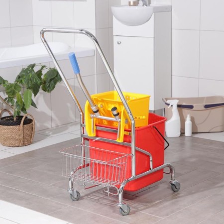 The cleaning trolley is simultaneous, with an exalted, 23 liters, a chrome frame-3