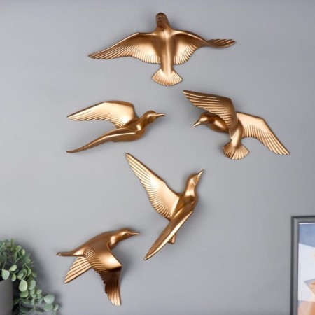 Souvenir Polystone Wall Decor "Seagull" Mix Gold